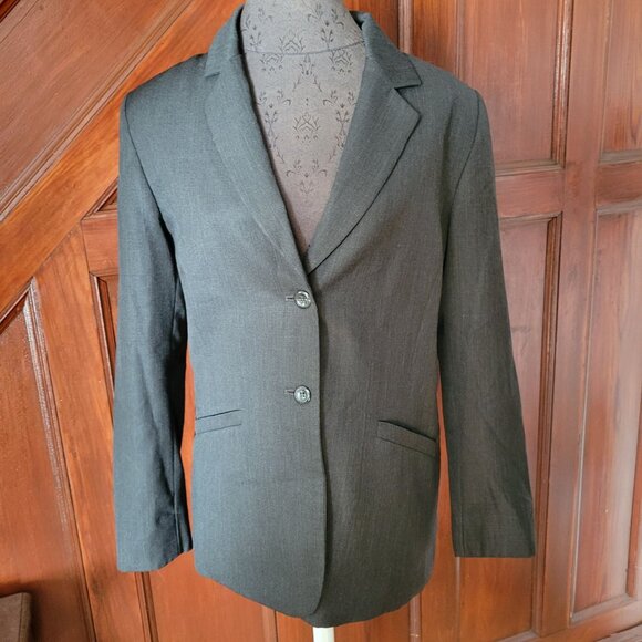 Pendleton Womens Petite Wool Blazer Jacket Charcoal Gray Button Front Size 10 - Picture 1 of 7